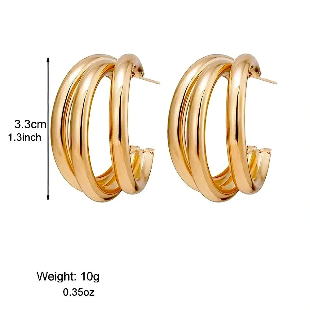 Golden Trendy Hoop Earrings